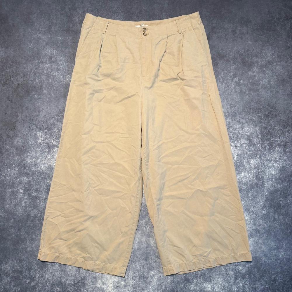 Madewell The Harlow Wide Leg Pants 16P Seed Khaki Pleated High Rise Linen Tencel